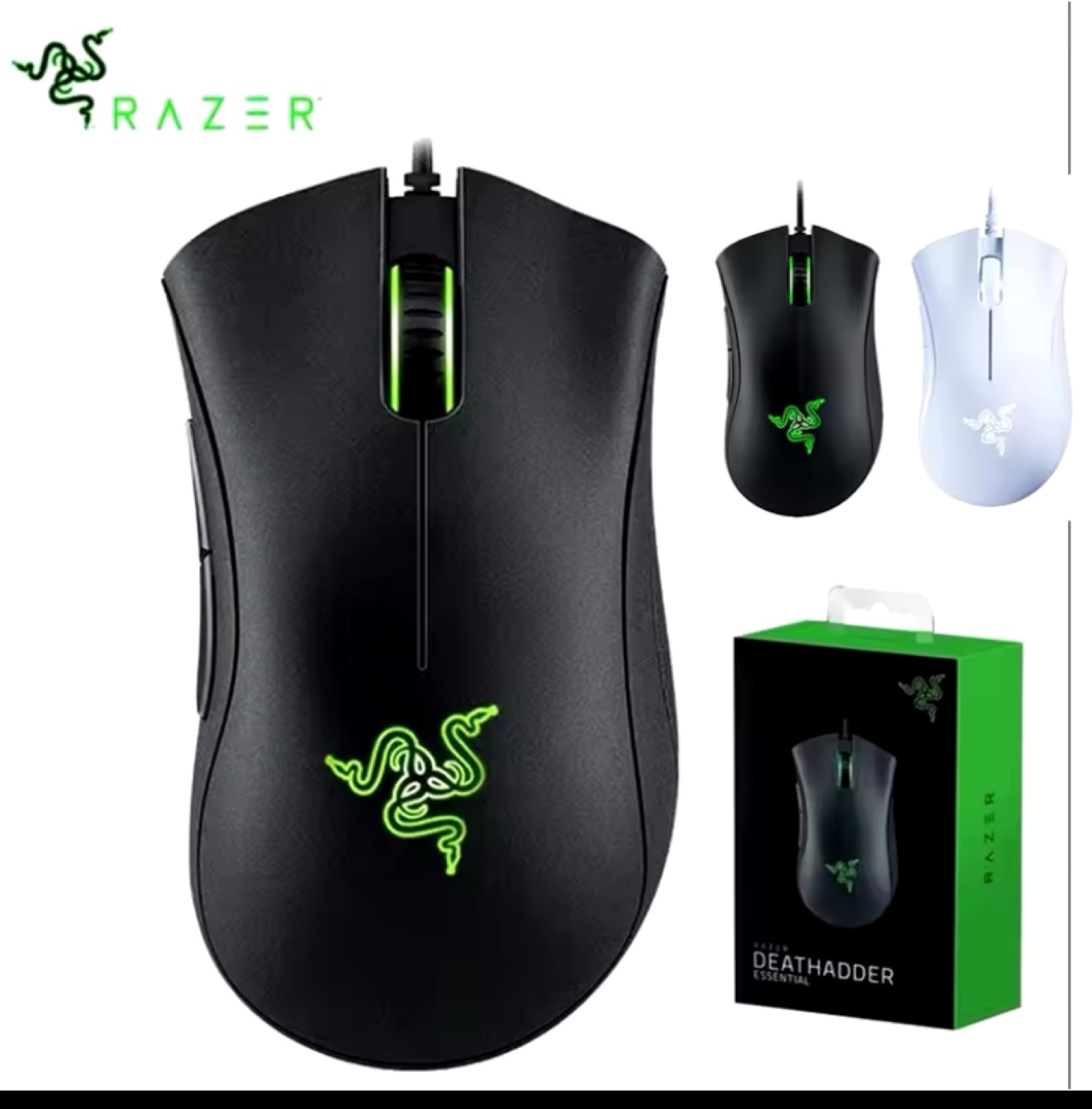 Razer Deathadder Essential Wired Gaming Mouse - Black or White