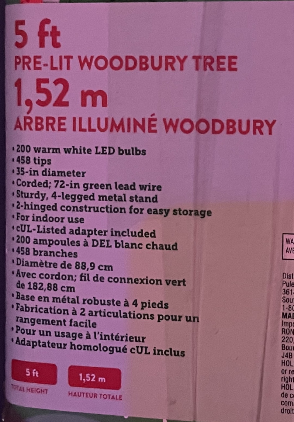 5 ft Pre-Lit Woodbury Tree