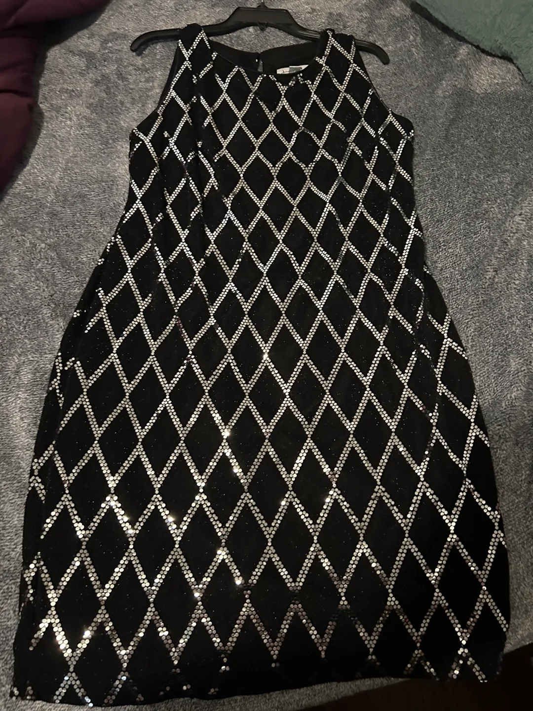 Joseph Ribkoff Black and Silver Sequined Dress thumbnail