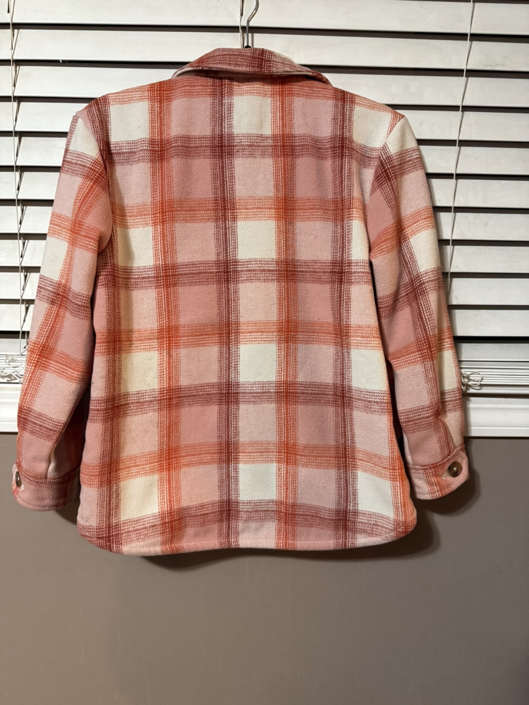 Old Navy Pink Plaid Flannel Shirt Jacket Size L (10-12) - photo 3