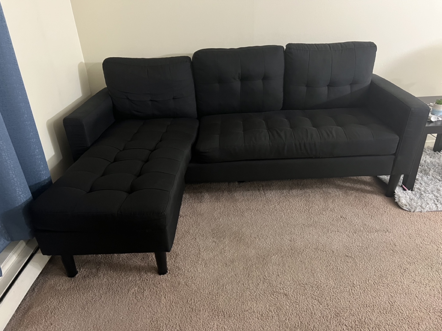 Black Sectional Sofa with Ottoman - photo 3