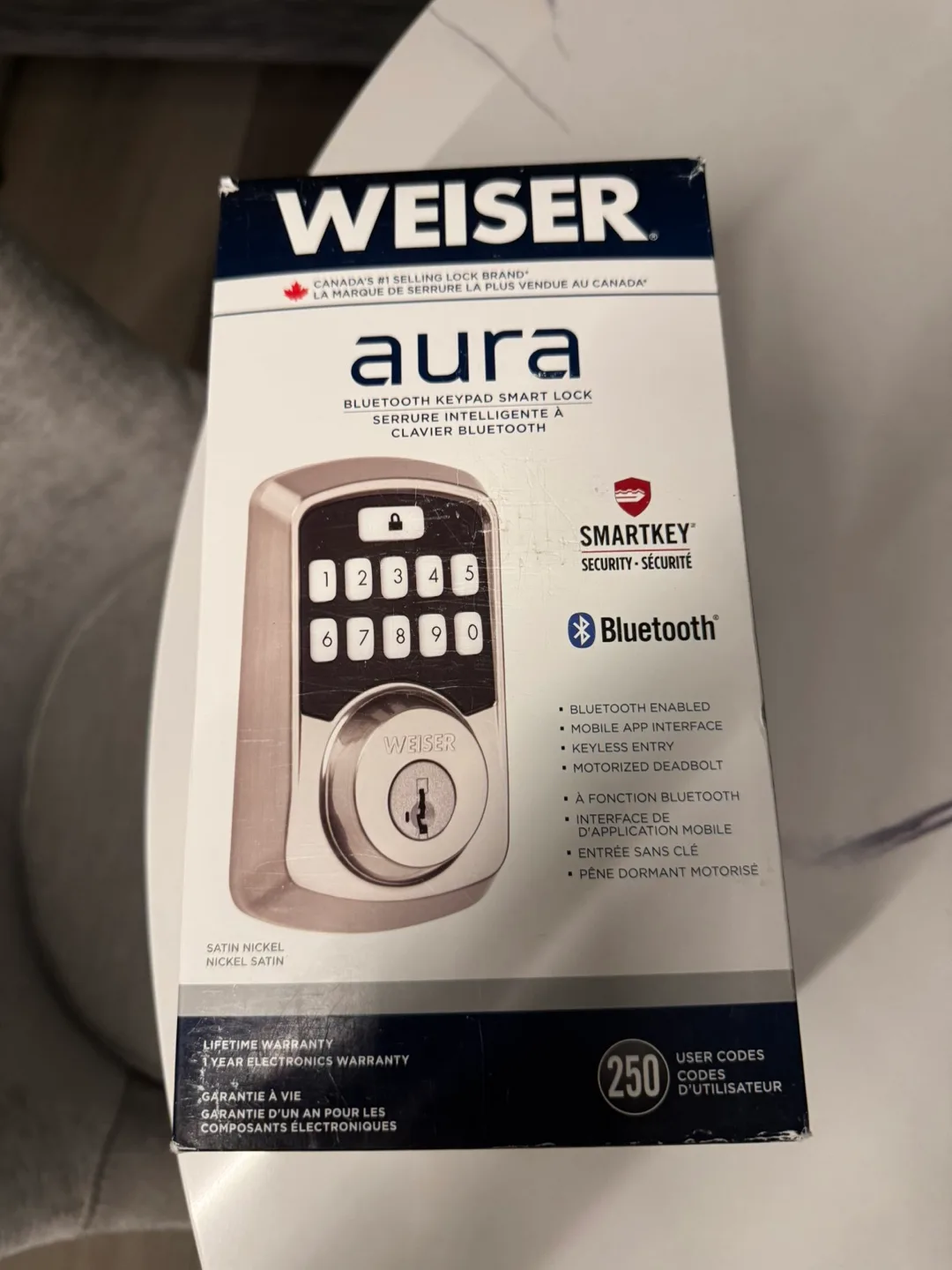 Weiser Aura Bluetooth Smart Lock (Satin Nickel) *BRAND NEW* thumbnail