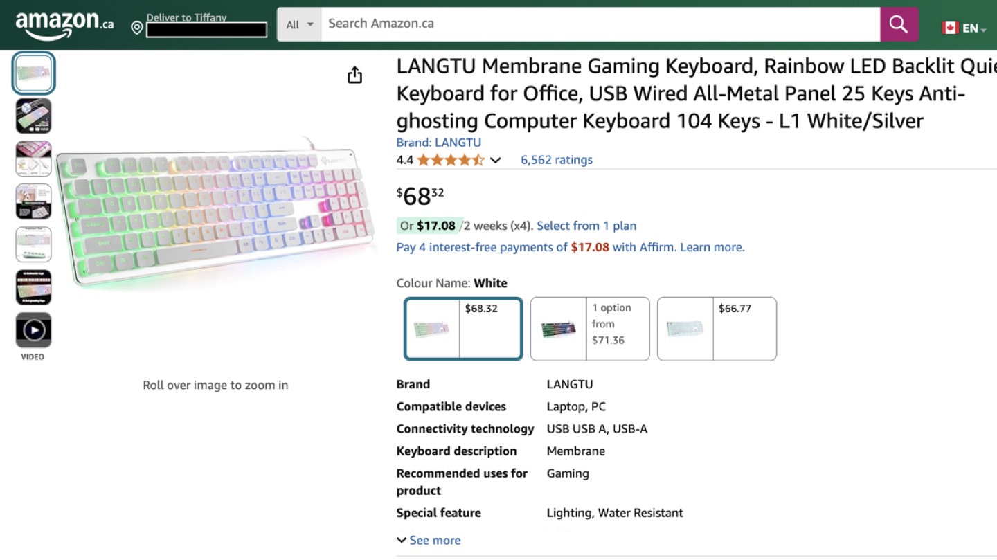 LANGTU Membrane Gaming Keyboard, Rainbow LED Backlit - photo 2