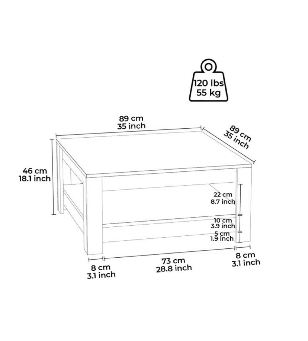 White Coffee Table with Shelf - photo 5
