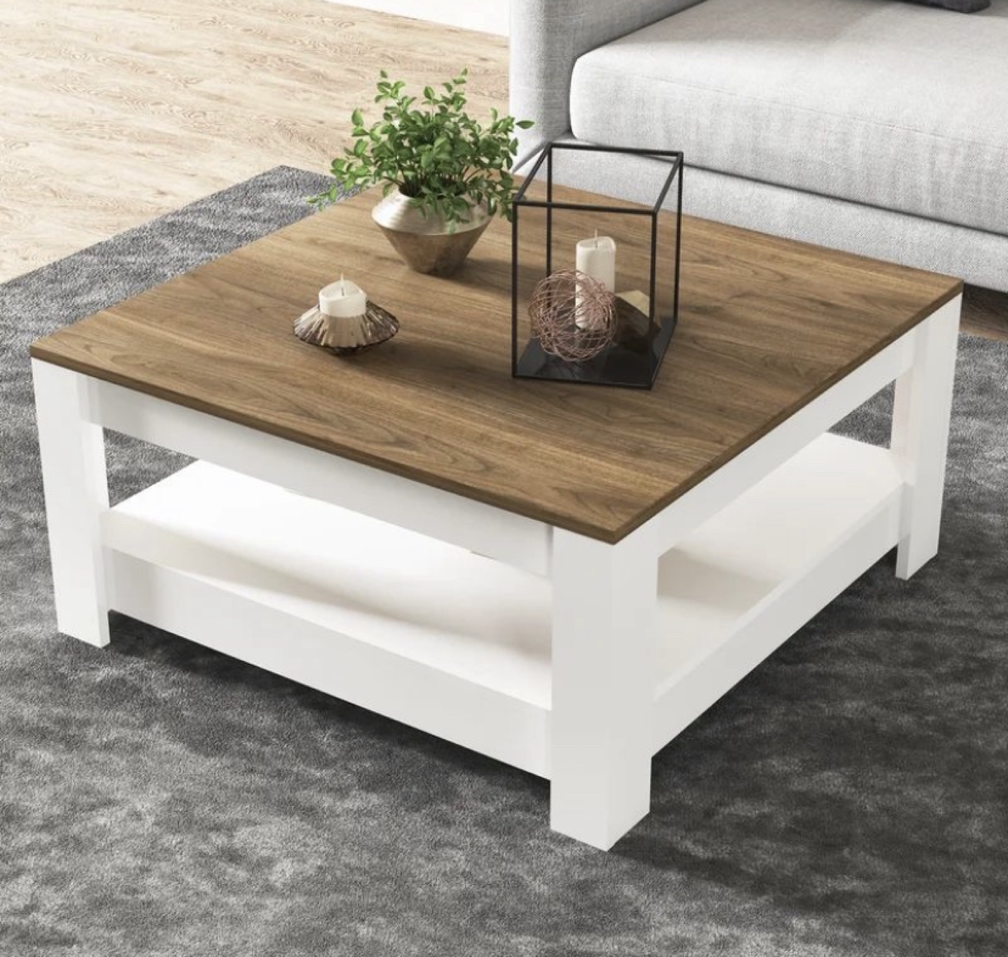 White Coffee Table with Shelf