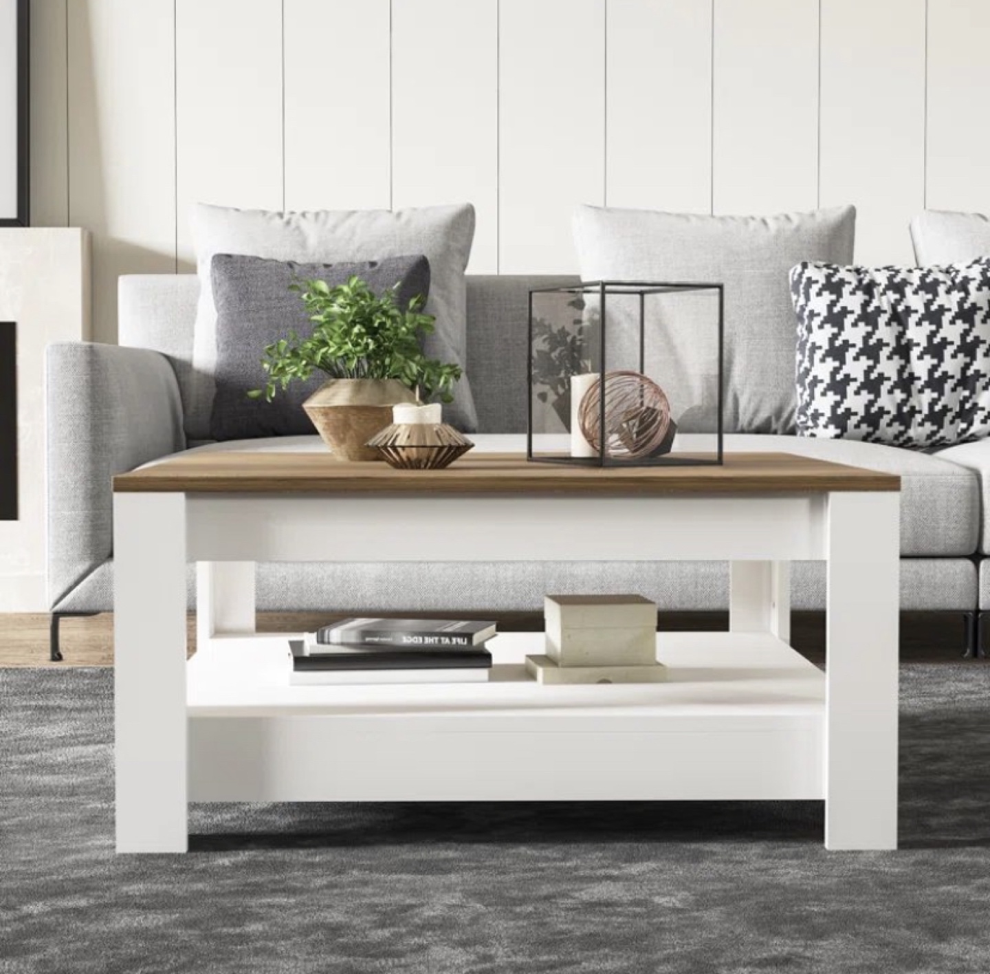 White Coffee Table with Shelf - photo 3