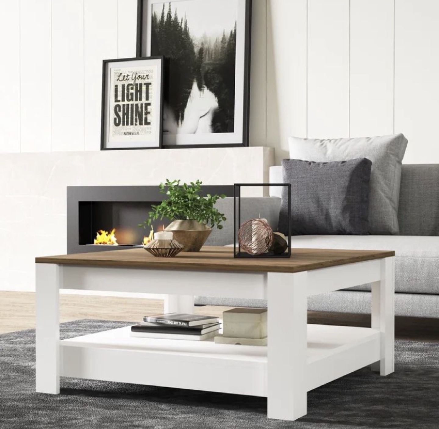 White Coffee Table with Shelf - photo 4