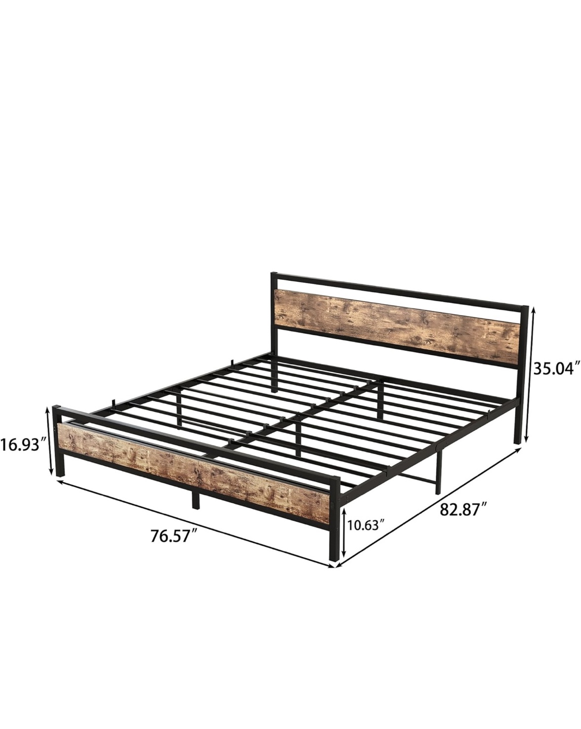 Metal Bed Frame with Wooden Headboard - photo 4