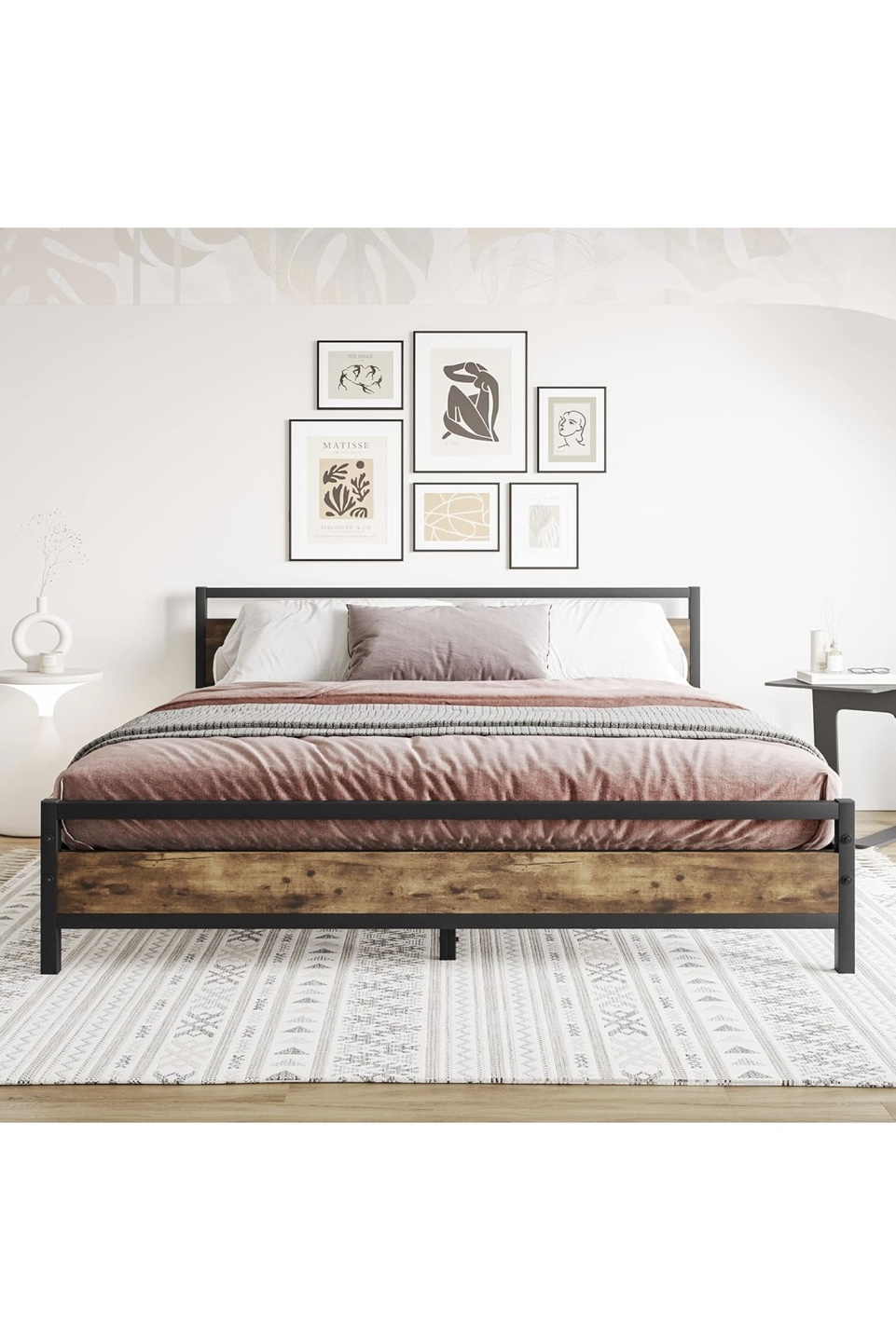 Metal Bed Frame with Wooden Headboard - photo 5