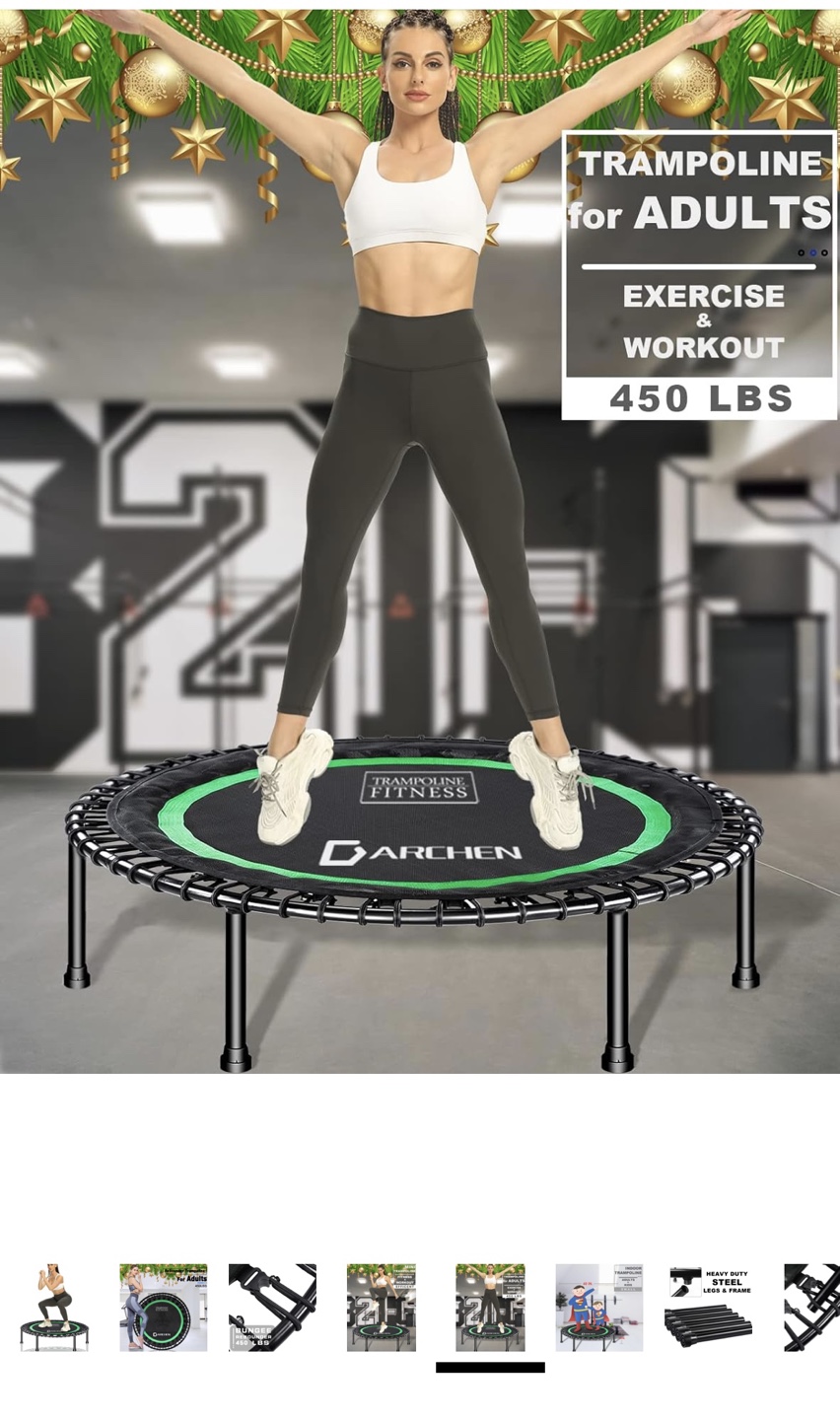 GARCHEN Mini Trampoline Fitness Workout Rebounder for Adults