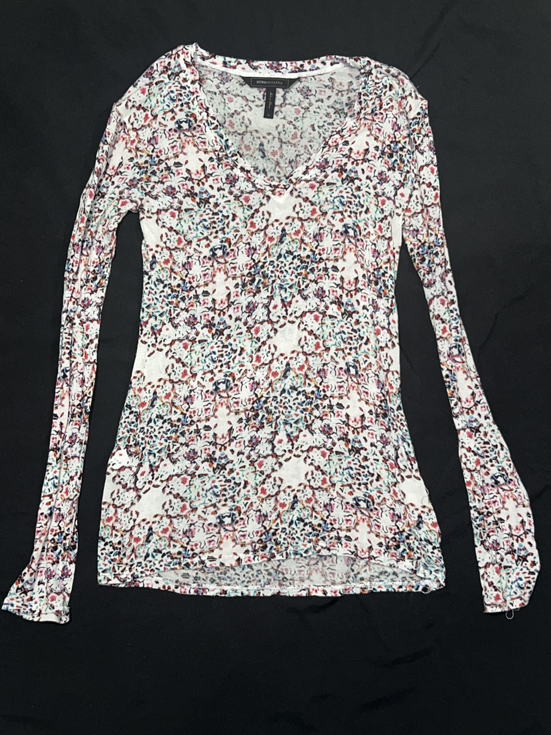 BCBGMAXAZRIA Long Sleeve V-Neck Blouse