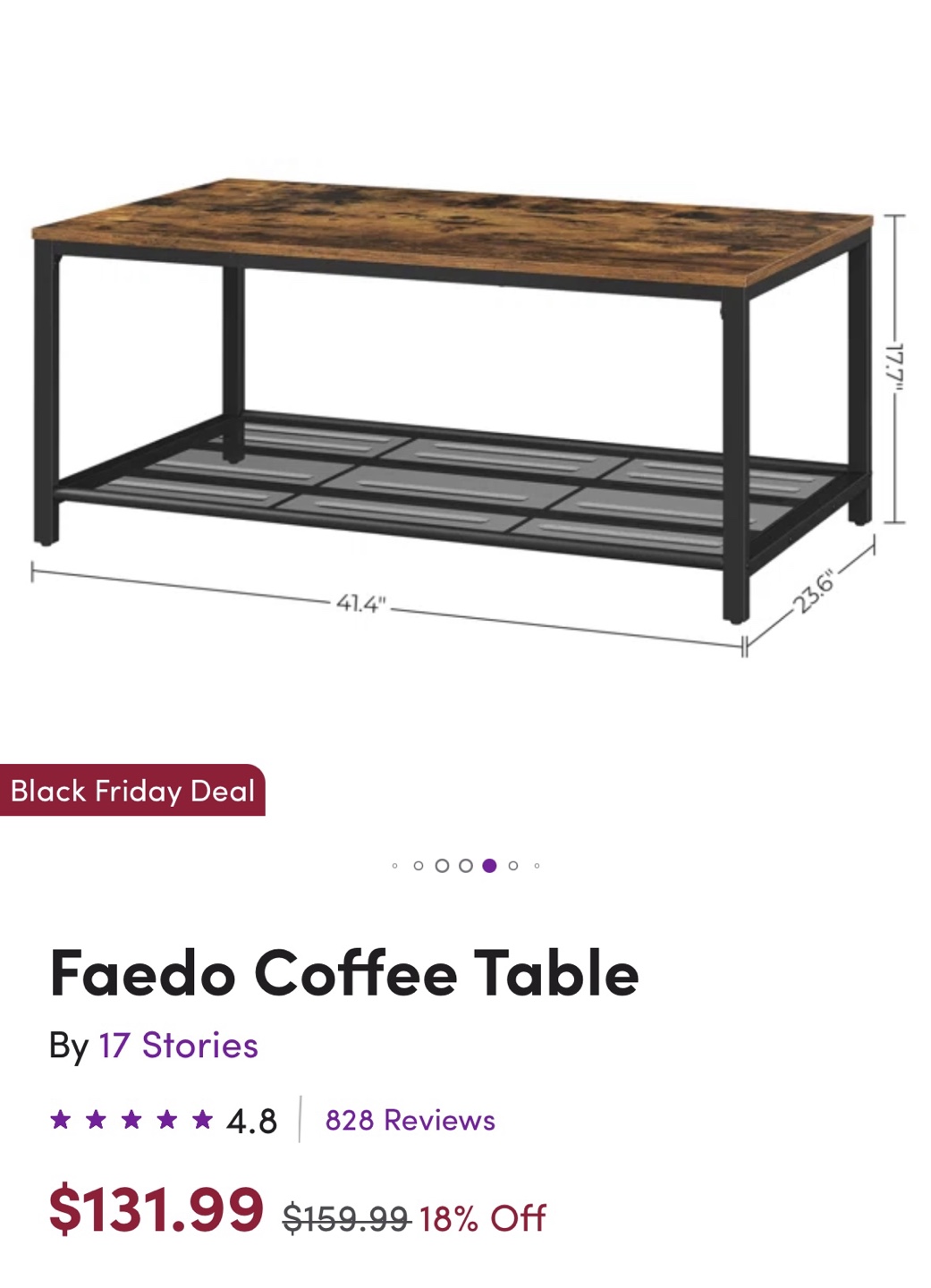 Faedo 4 Legs Coffee Table with storage - photo 3