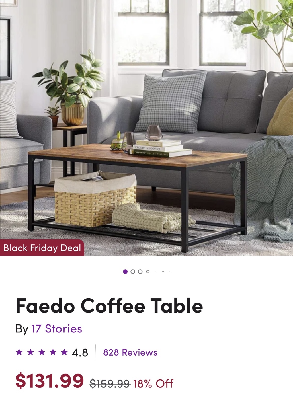 Faedo 4 Legs Coffee Table with storage
