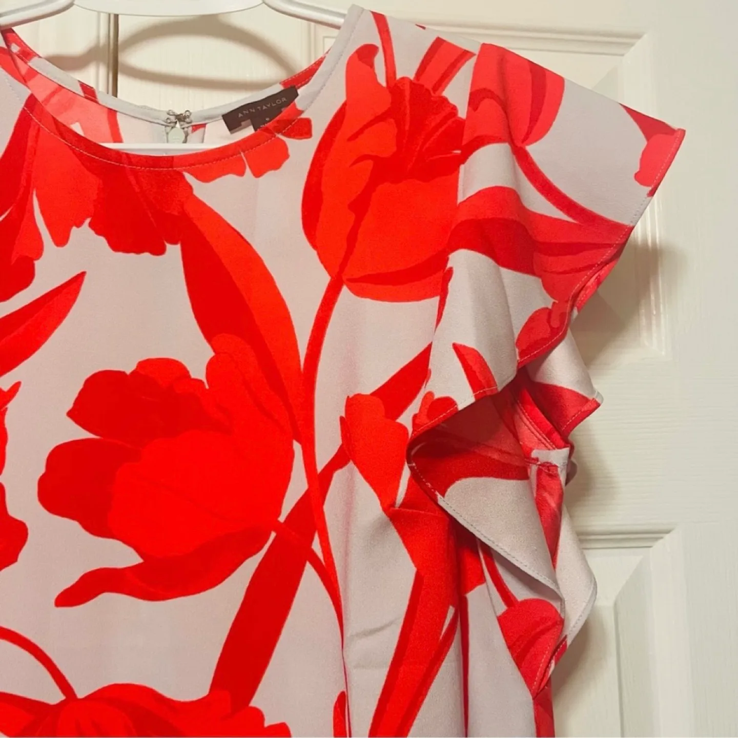 Ann Taylor Brand New with Tags Blouse with Flutter Sleeves image indicator(4)