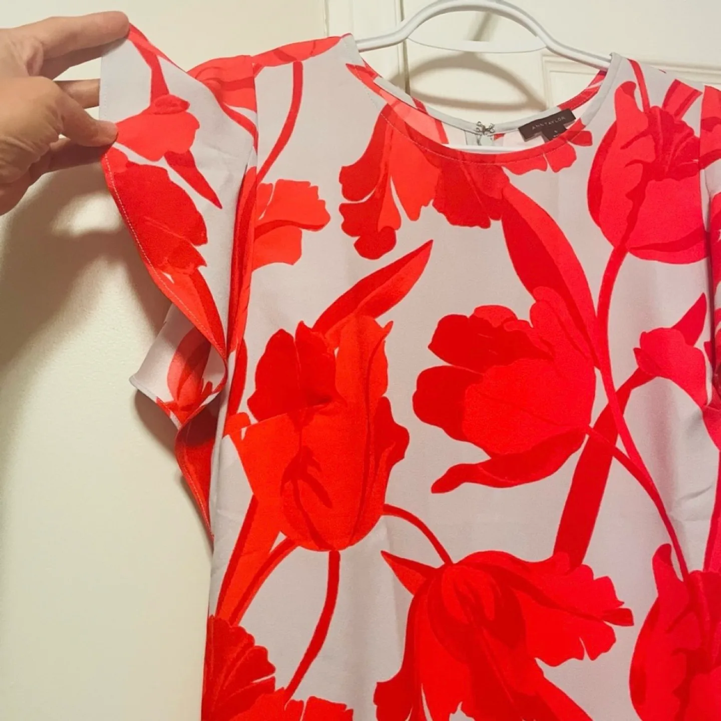 Ann Taylor Brand New with Tags Blouse with Flutter Sleeves image indicator(5)