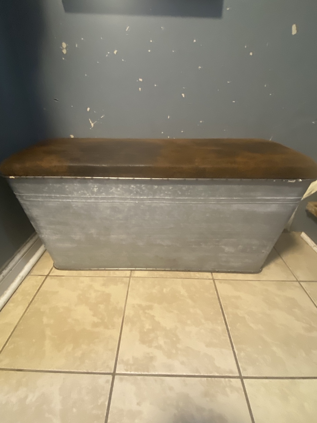Metal Storage Bench with Brown Padded Seat