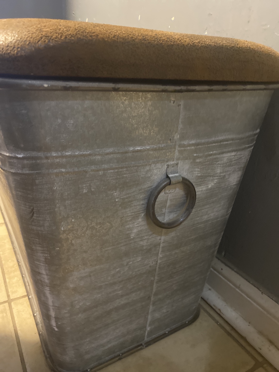 Metal Storage Bench with Brown Padded Seat - photo 3