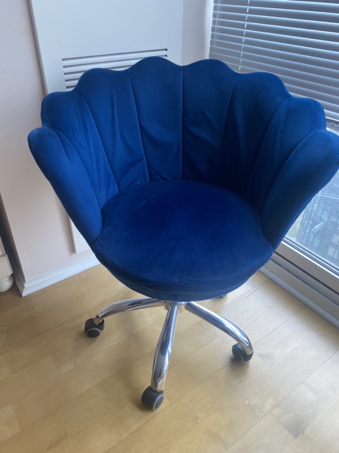 Blue Velvet Shell Back Swivel Chair