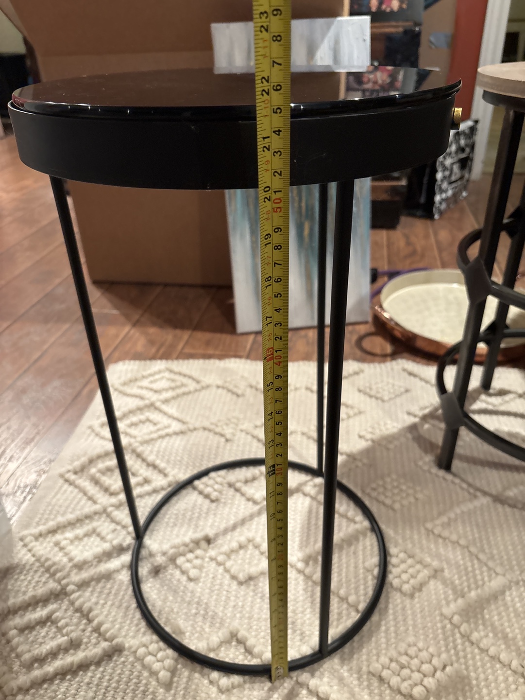 Black Side Table with Glass Top - photo 5