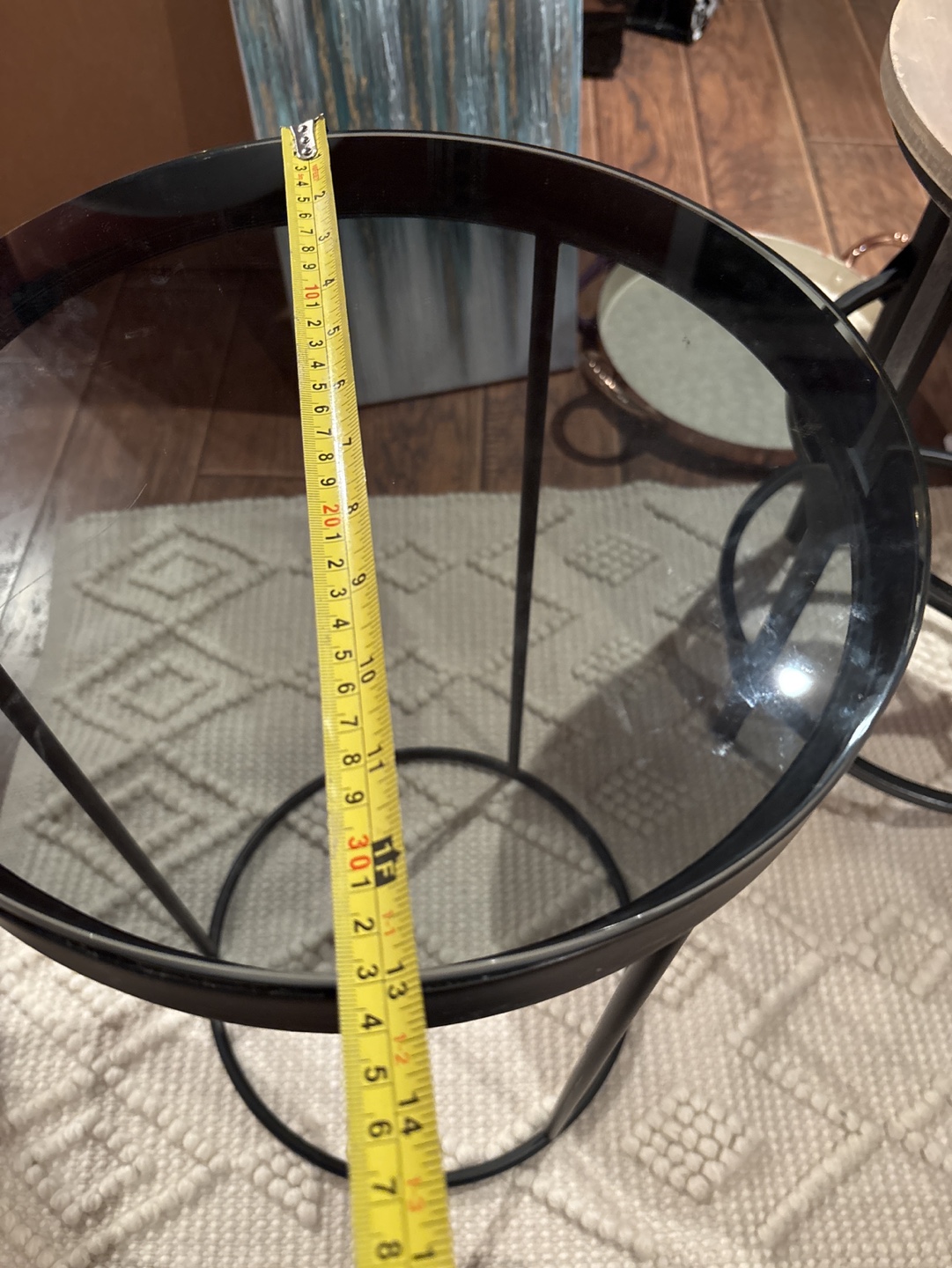 Black Side Table with Glass Top - photo 4