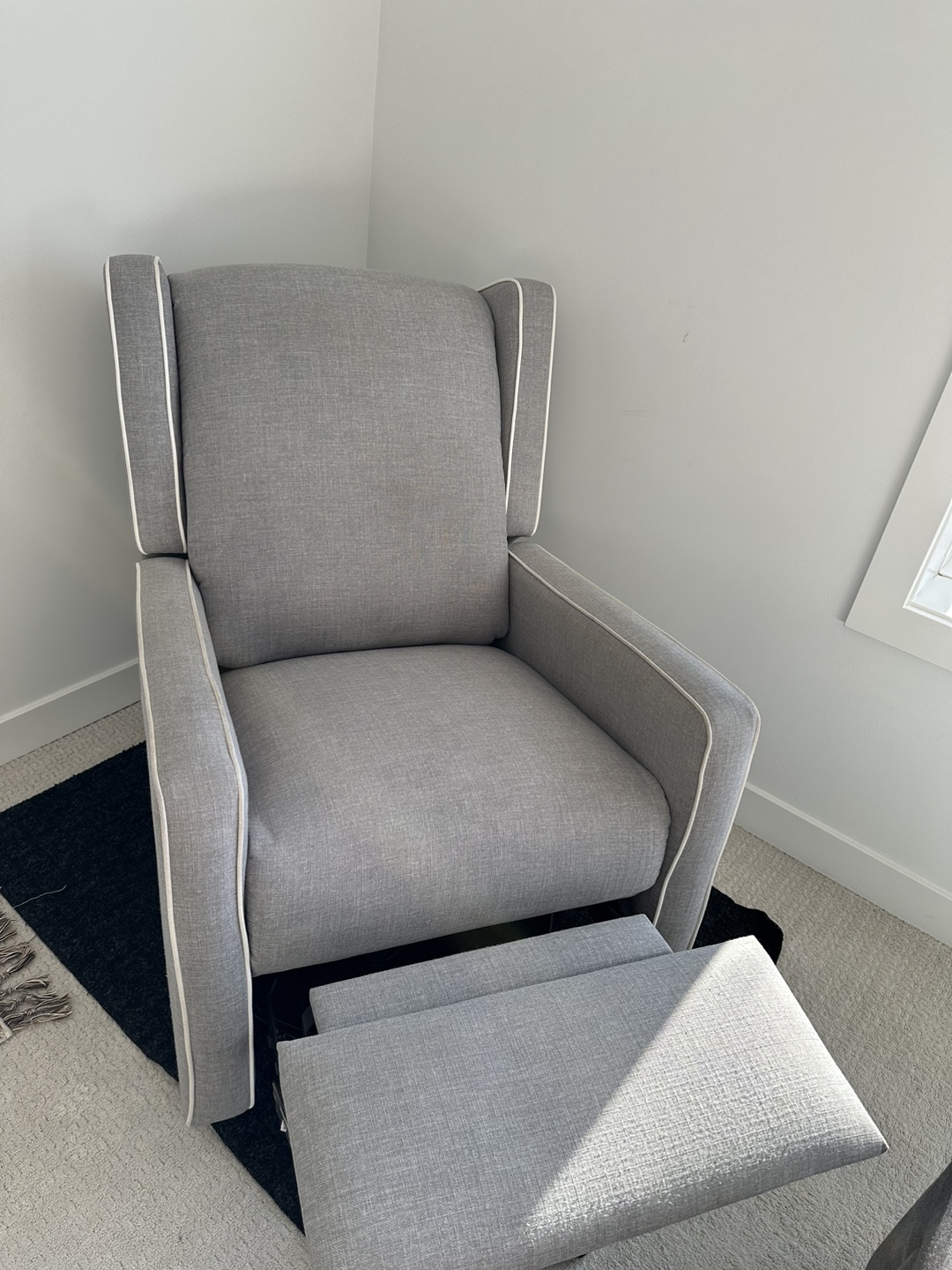Grey Recliner with White Trim