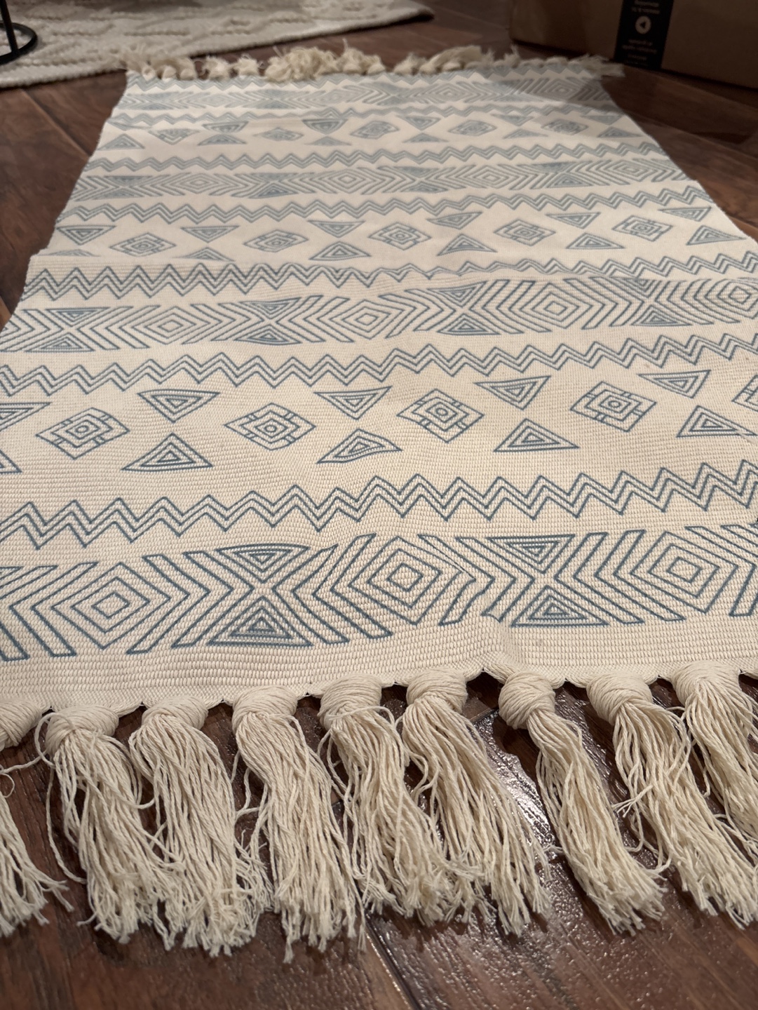 Blue and White Geometric Rug - photo 2