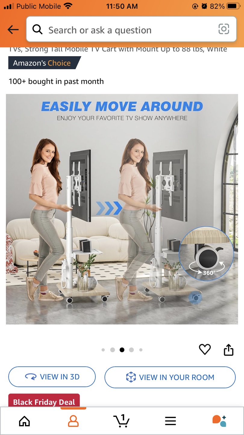 Mobile TV Mount Up to 88 lbs, White - photo 4