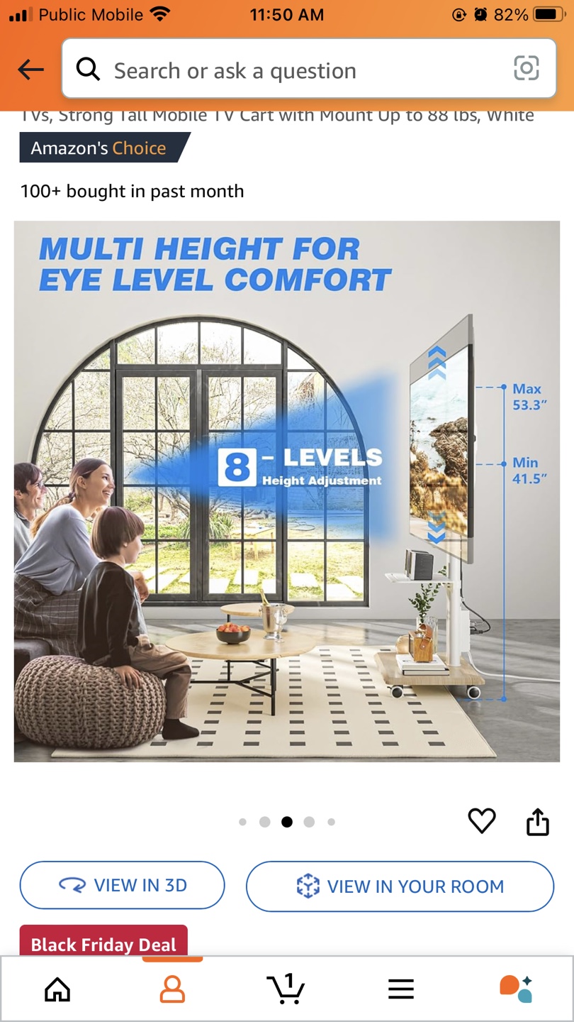 Mobile TV Mount Up to 88 lbs, White - photo 3