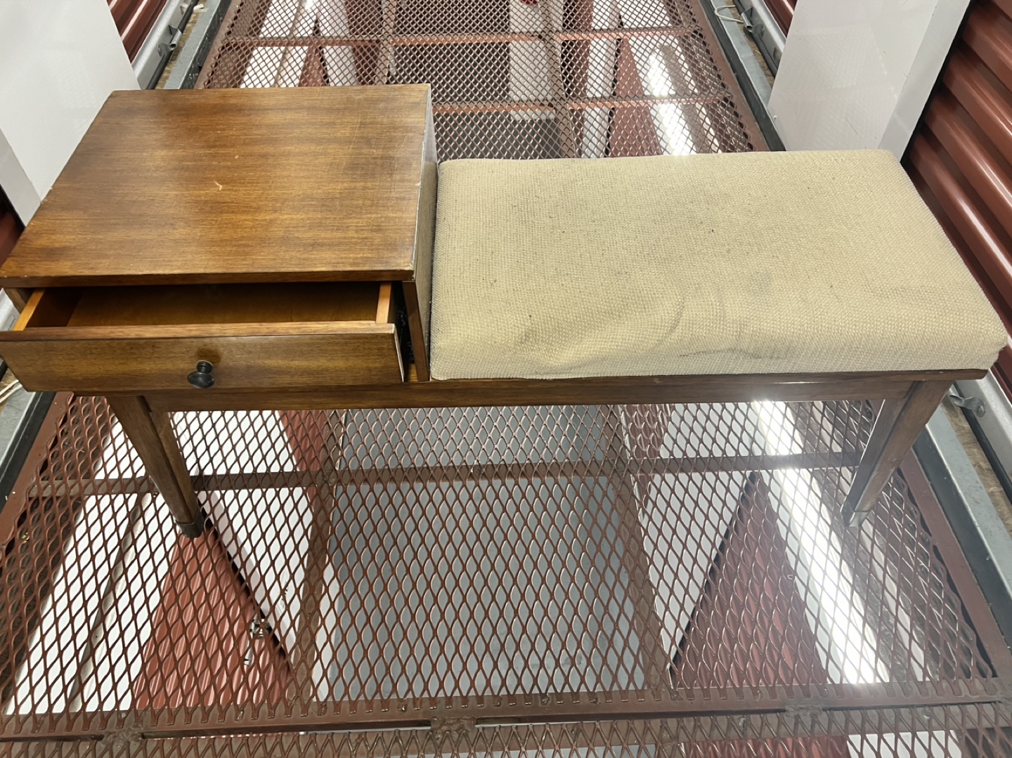 Vintage Mid-Century Modern Telephone Bench