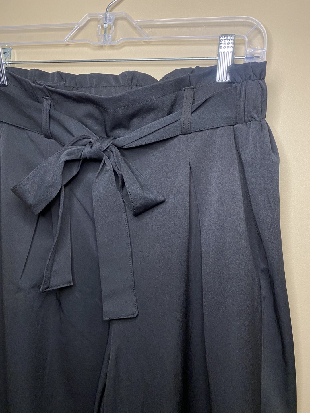 Black Wide Leg Pants with Tie Waist - photo 4