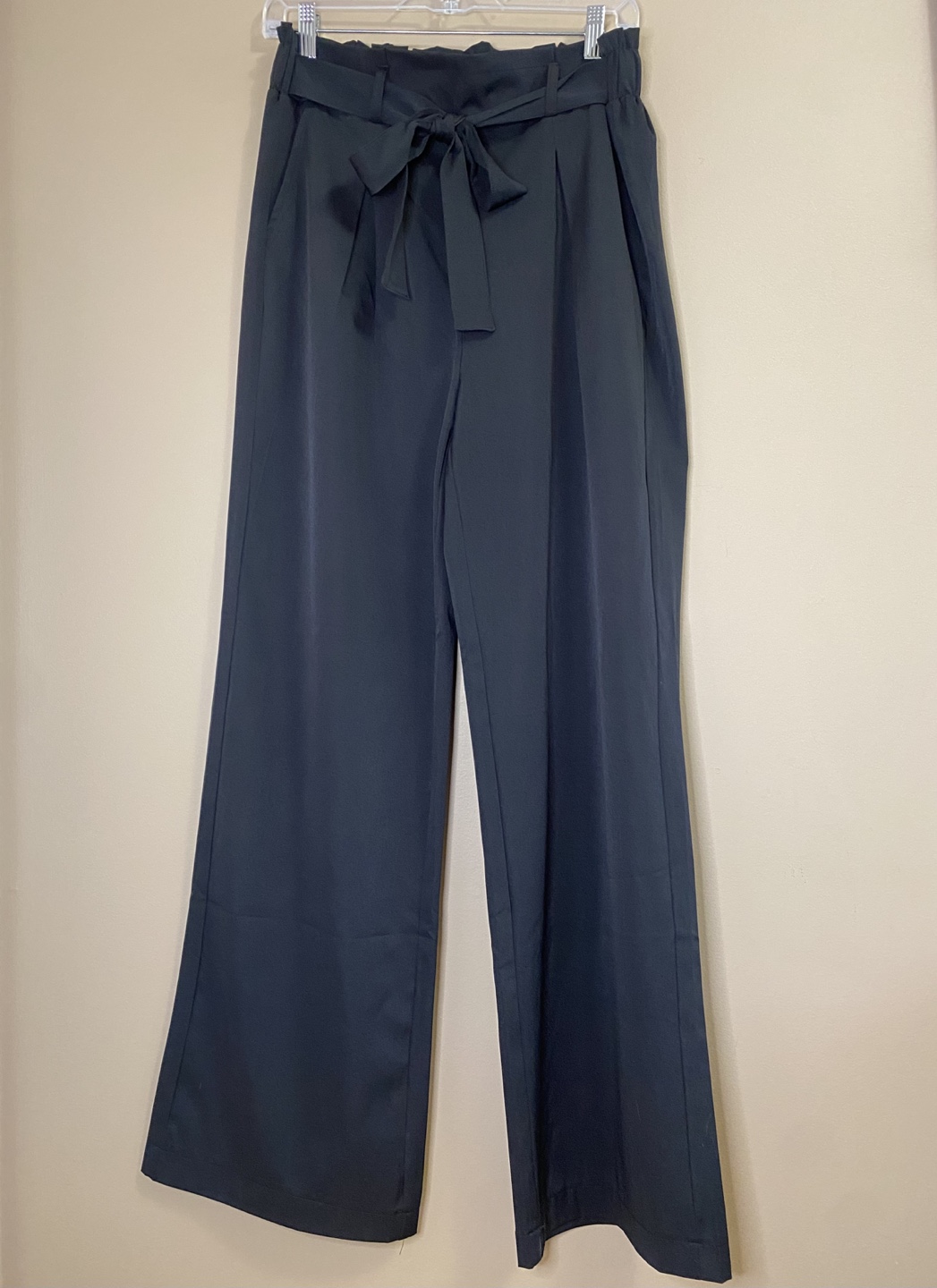 Black Wide Leg Pants with Tie Waist