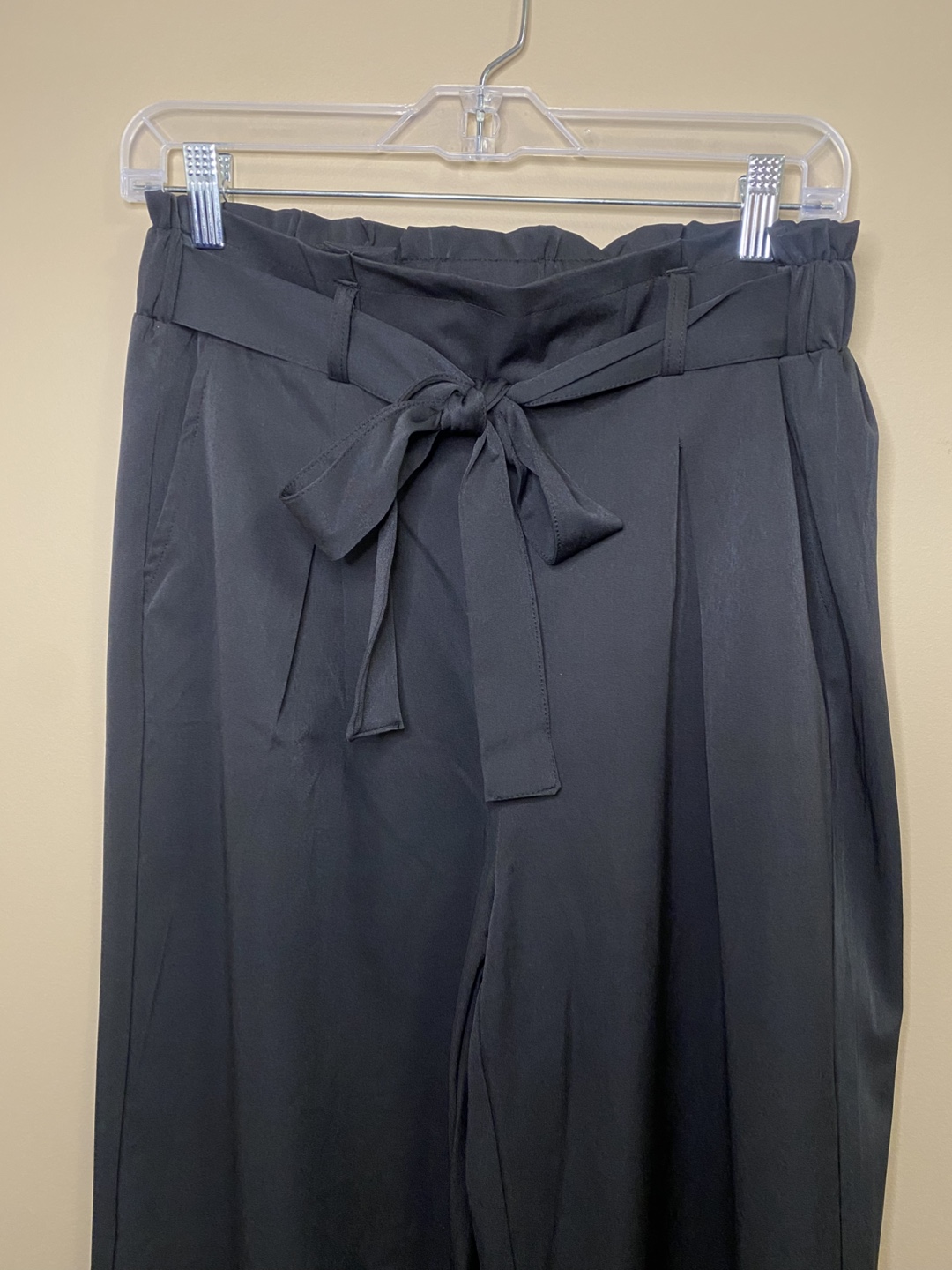Black Wide Leg Pants with Tie Waist - photo 2