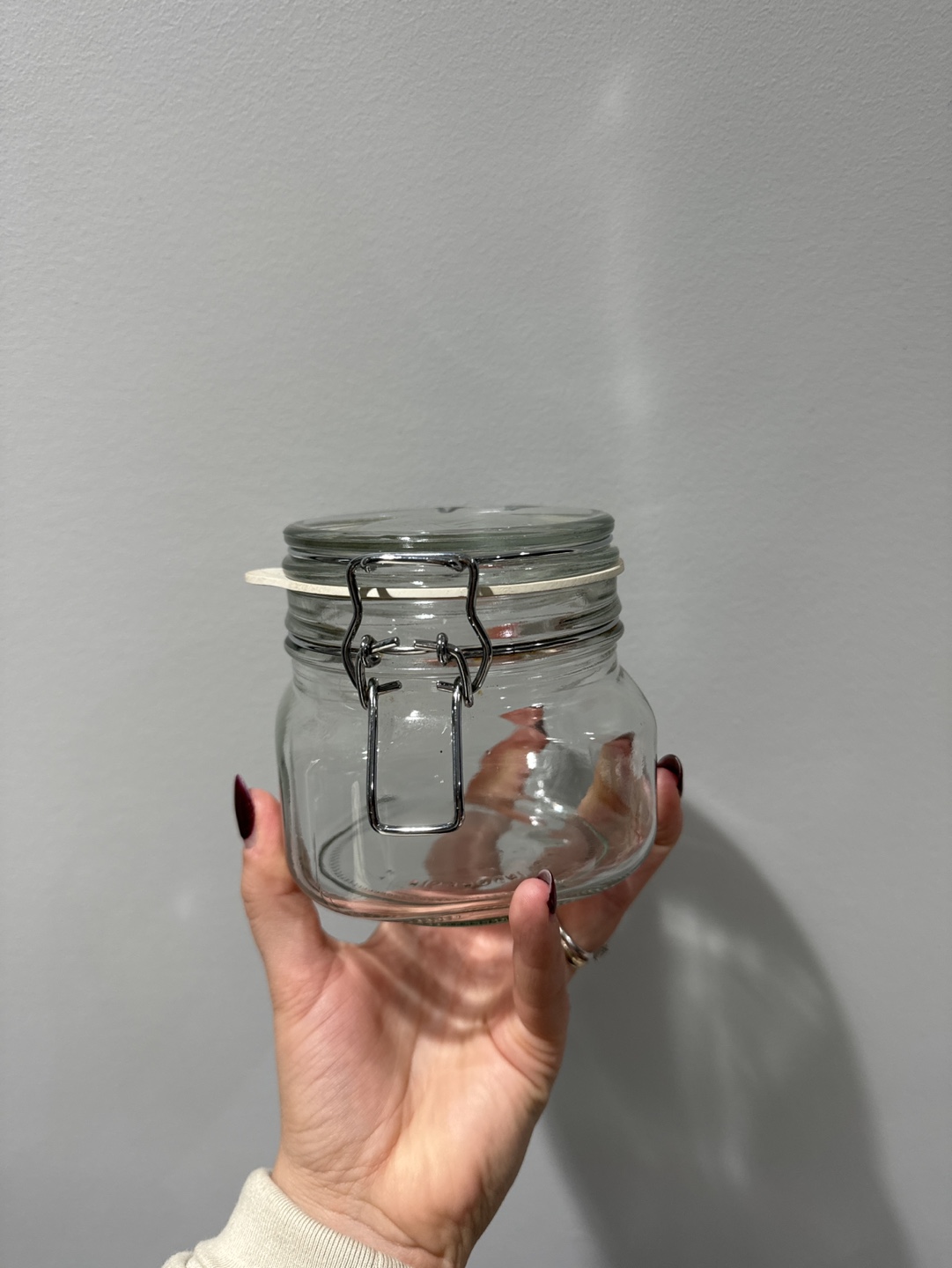 Glass Storage Jar with Metal Clasp