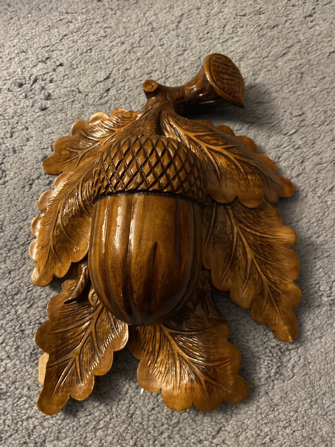 Carved Wooden Acorn Trinket Box