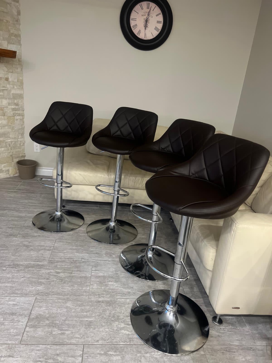 Set of 4 Brown Bar Stools - photo 2
