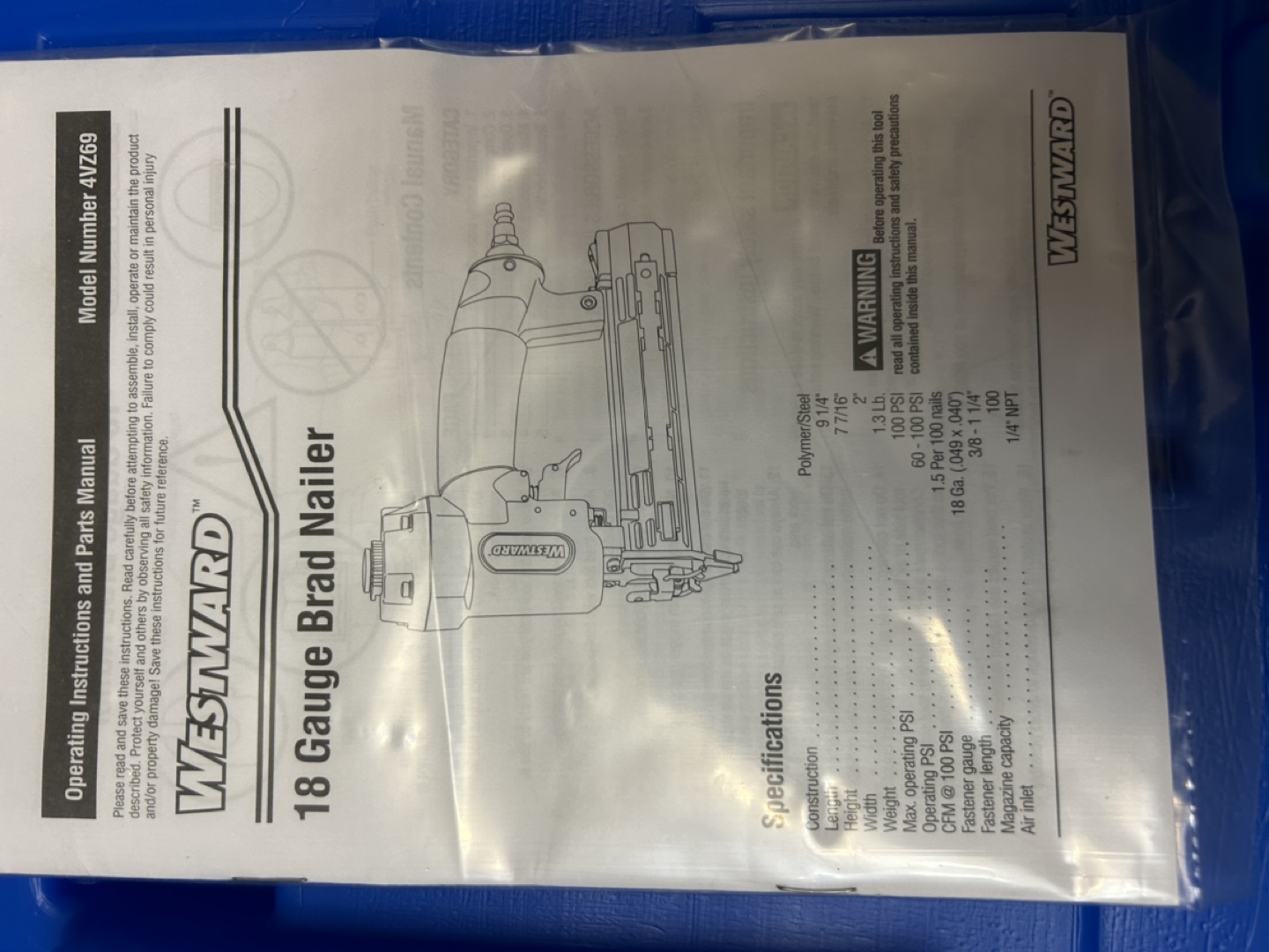 Westward 18 Gauge Brad Nailer - photo 5