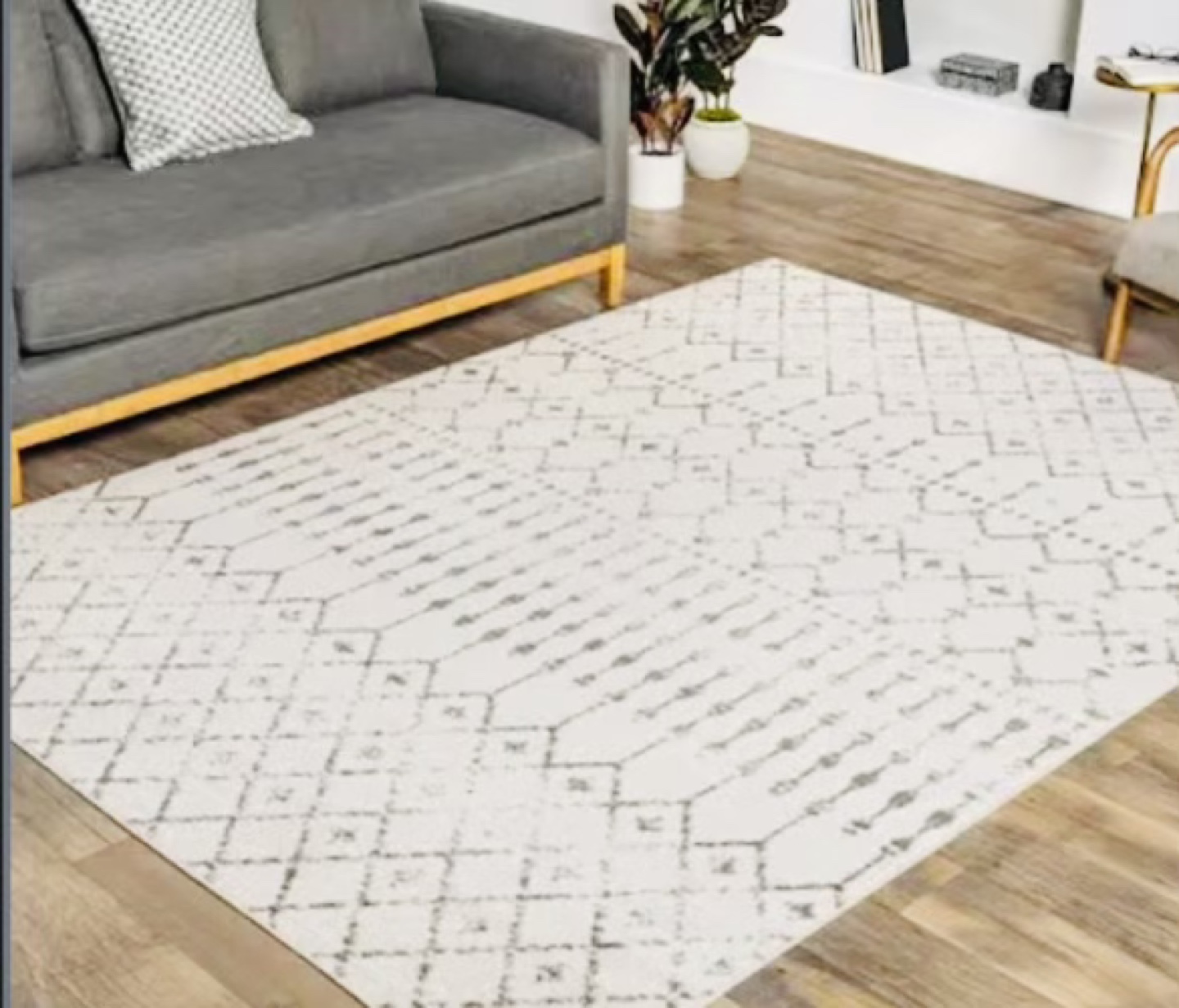 5' x 7'  White and Grey Area Rug