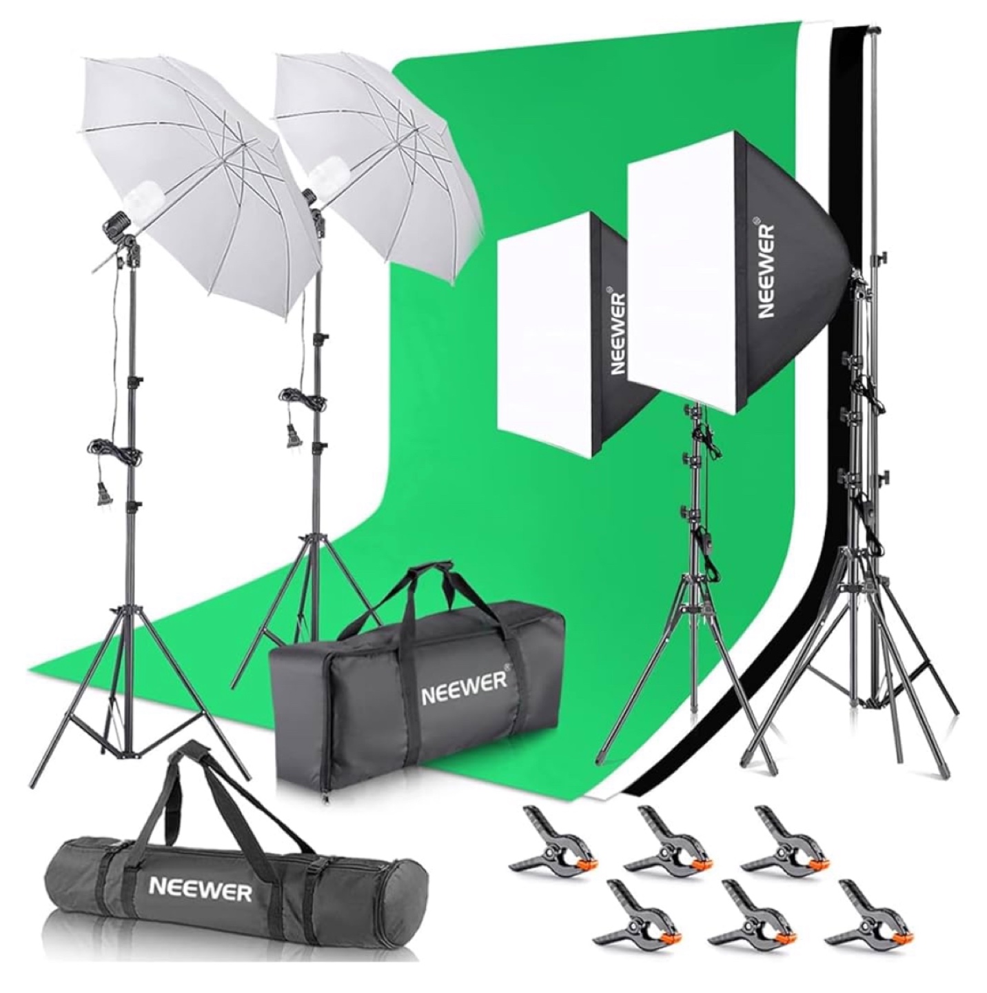 Neewer Photography Lighting Kit with Green Screen Background