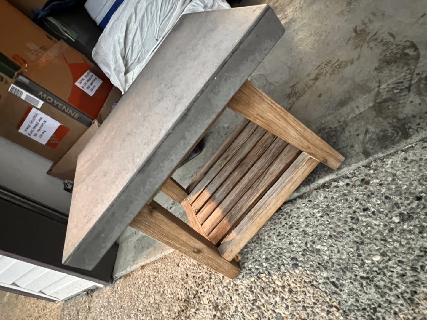 Concrete and Wood Side Table - photo 4