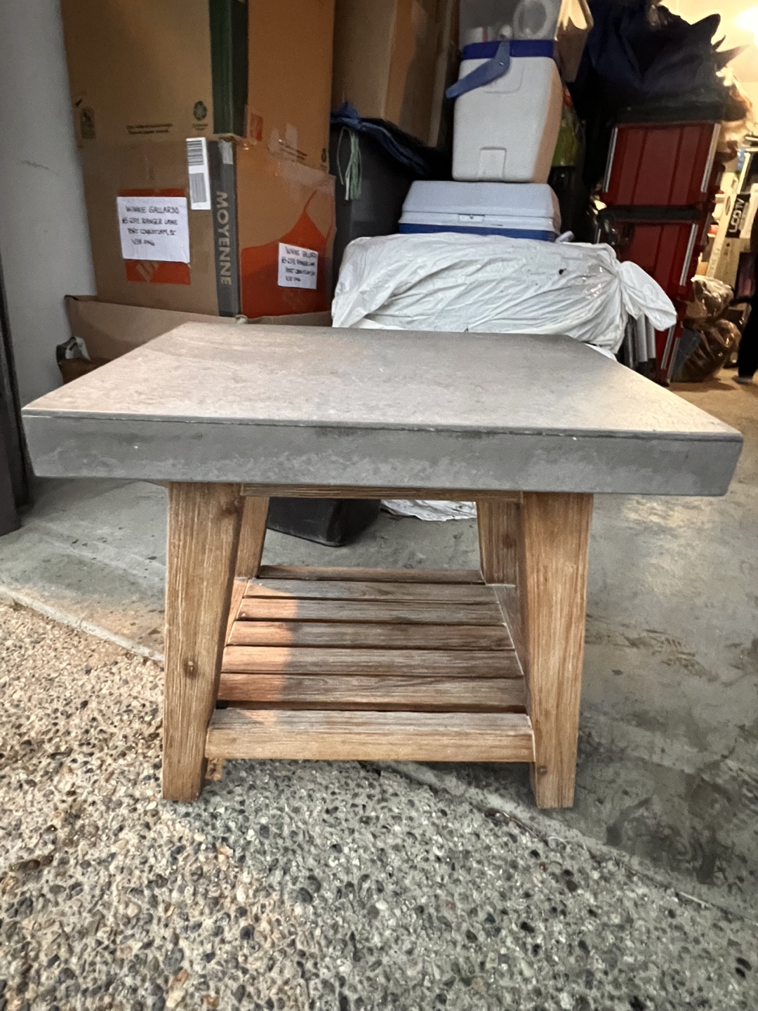 Concrete and Wood Side Table