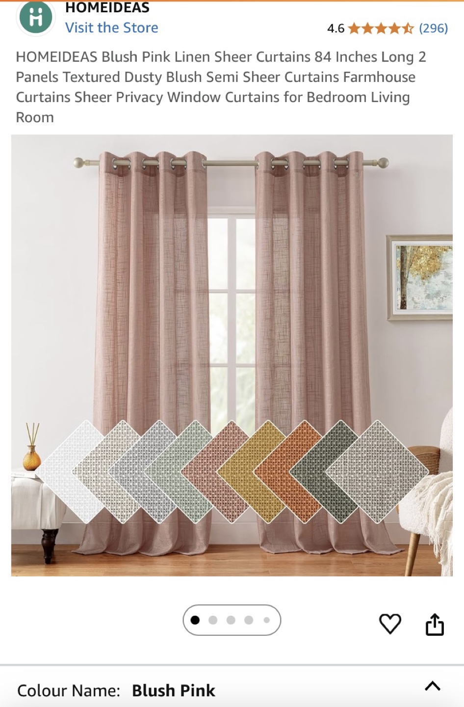 Dusty Rose Faux Linen Curtains with Grommets