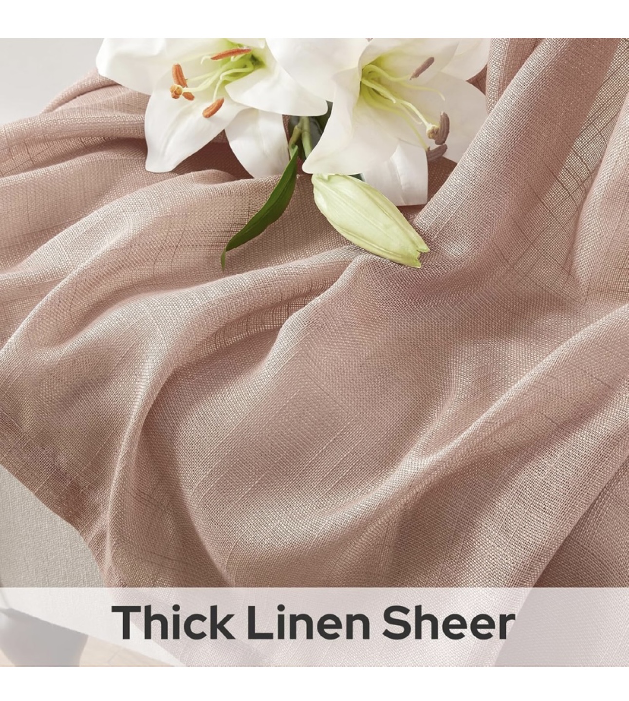 Dusty Rose Faux Linen Curtains with Grommets - photo 3
