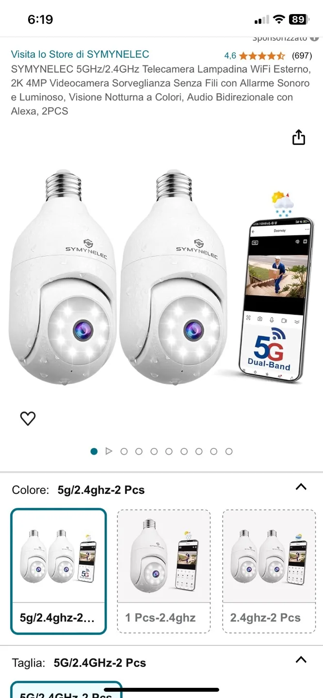 SYMYNELEC 5G 2.4Ghz Wifi Security Camera Light Bulbs thumbnail