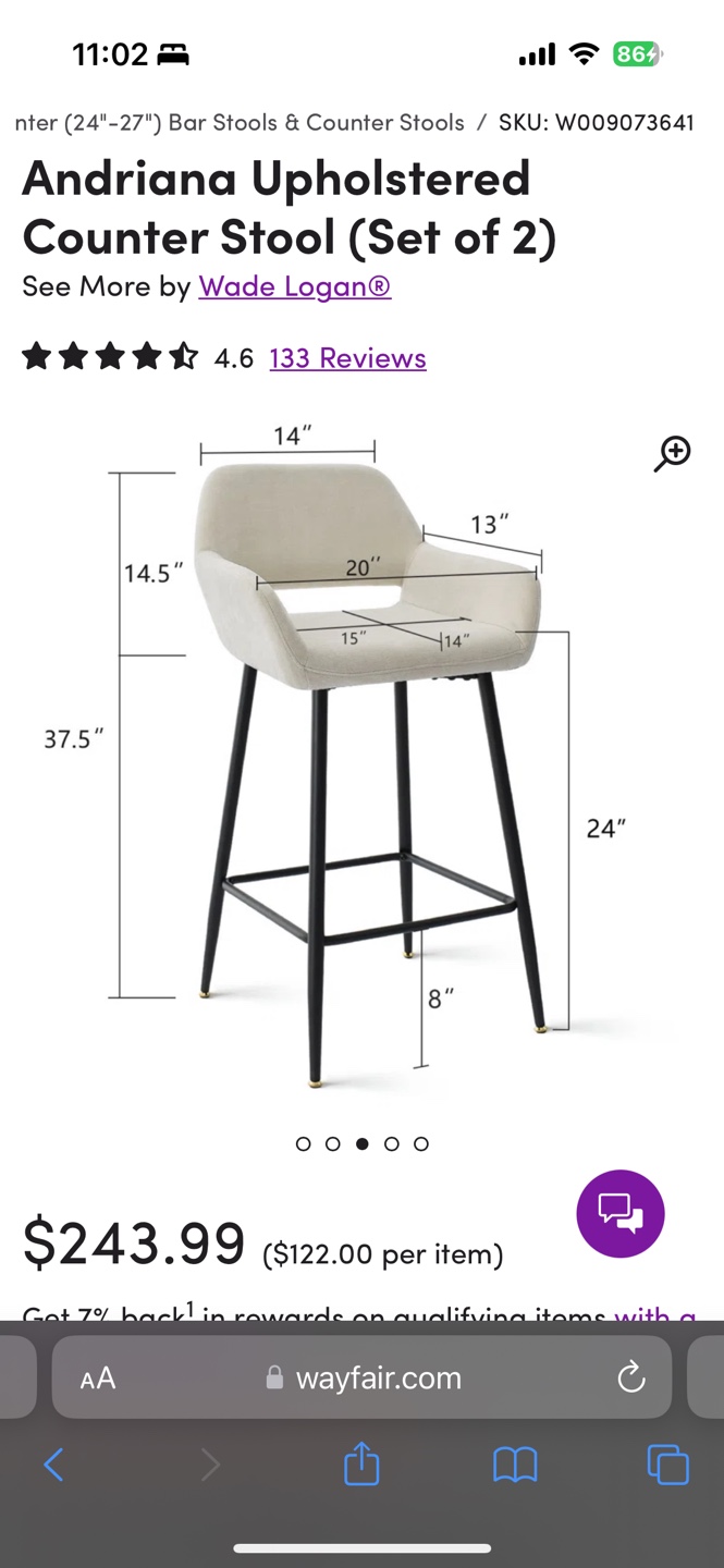 Upholstered Counter Stool (Set of 2) - photo 3