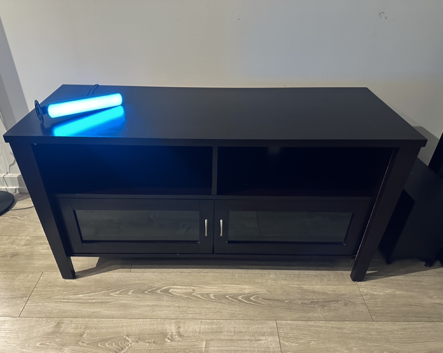 Black TV Stand with Glass Doors