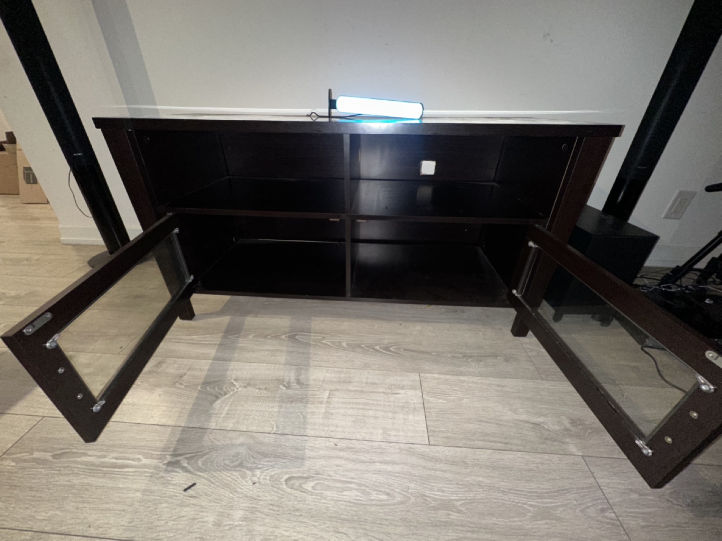 Black TV Stand with Glass Doors - photo 2