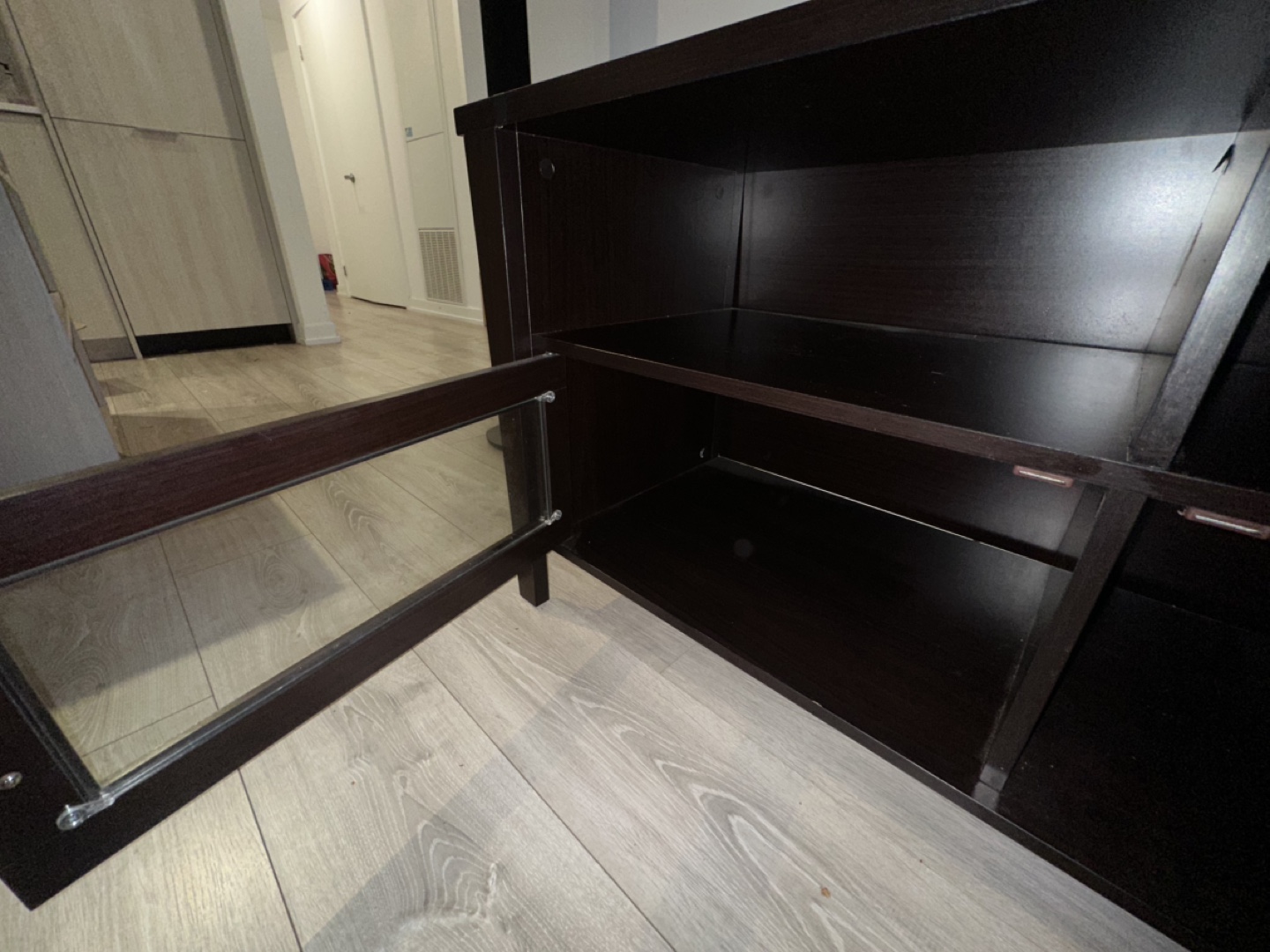 Black TV Stand with Glass Doors - photo 3