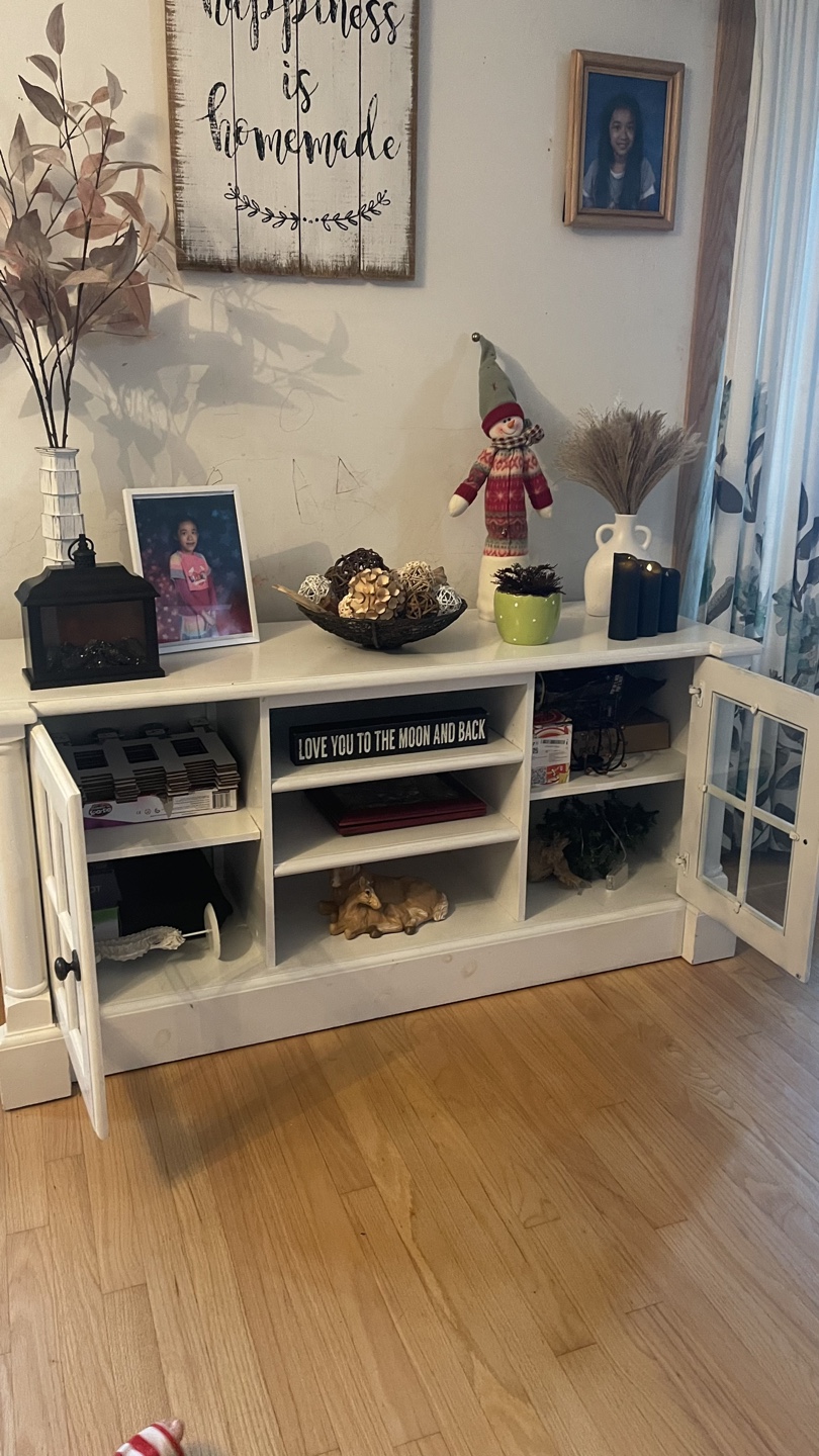 White Entertainment Center with Glass Doors - photo 2