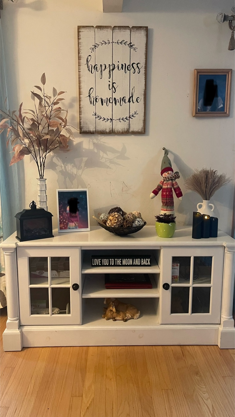 White Entertainment Center with Glass Doors
