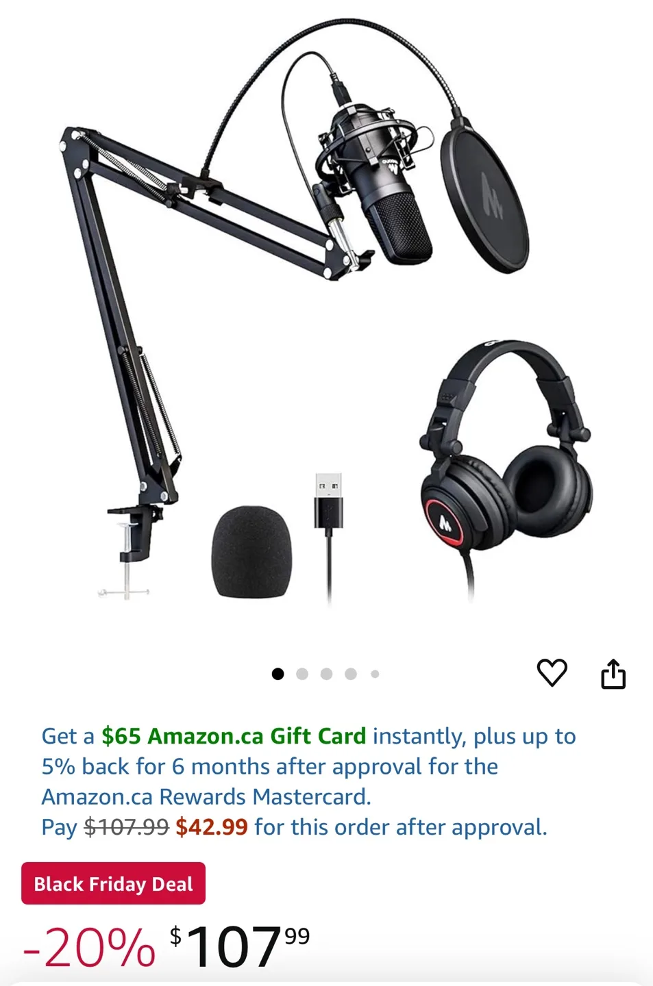 Maono Podcast Microphone and Studio Headphones Kit image indicator(3)